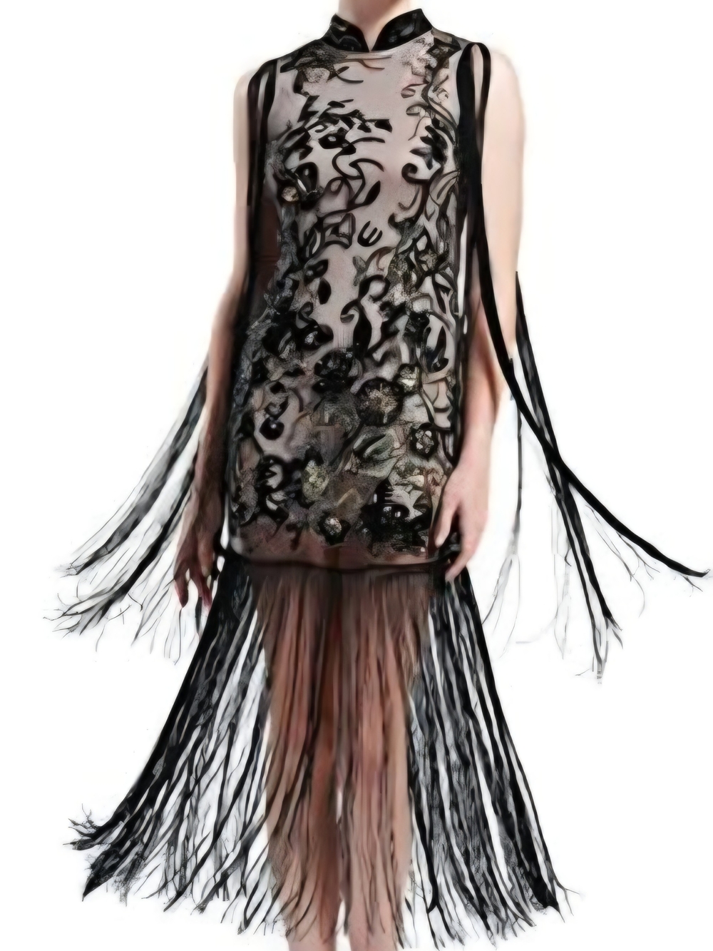 BABEYOND 1920s Flapper Long Fringe Dress Gatsby Beaded Vintage Cheongsam DressSi
